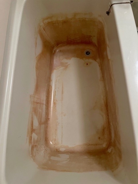 浴室浴槽のシミ取りシミ落とし黄ばみ取り前